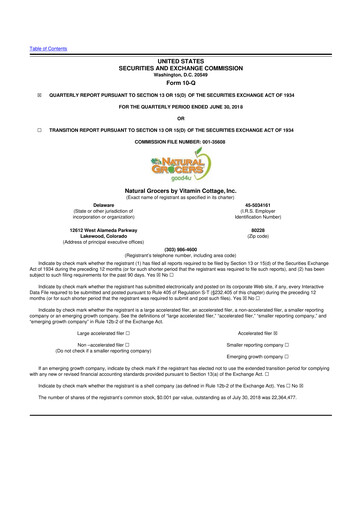 Thumbnail Natural Grocers by Vitamin Cottage 10-Q Quarterly Report FY2018 
