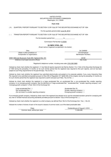 Thumbnail Olympic Steel
 10-Q Quarterly Report FY2018 