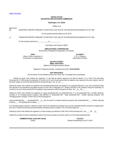 Thumbnail Ames National Corp. 10-Q Quarterly Report FY 