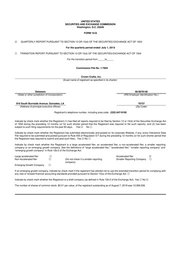 Thumbnail Crown Crafts 10-Q Quarterly Report FY2019 