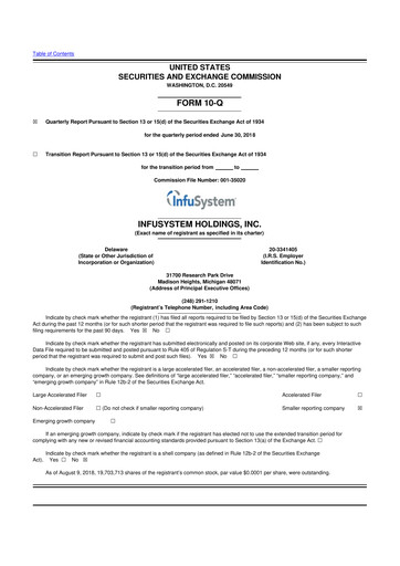 Thumbnail InfuSystem 10-Q Quarterly Report FY2018 