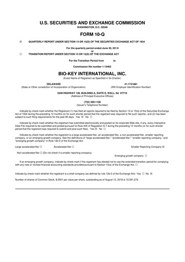 Vorschaubild BIO-key International
 10-Q Quartalsbericht 2018 