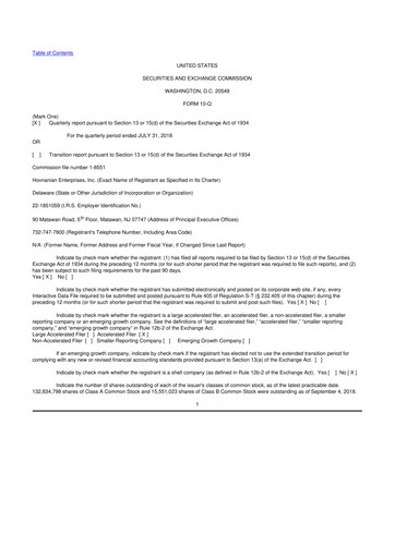 Vorschaubild Hovnanian Enterprises
 10-Q Quartalsbericht  