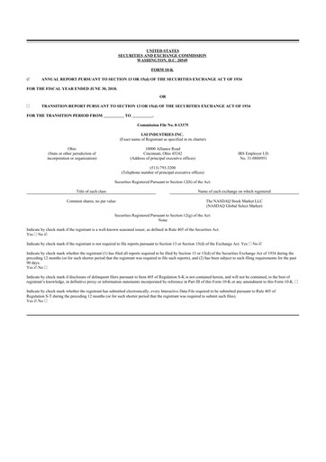 Thumbnail LSI Industries 10-K Annual Report 2018