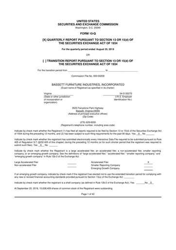 Thumbnail Bassett Furniture 10-Q Quarterly Report FY2018 