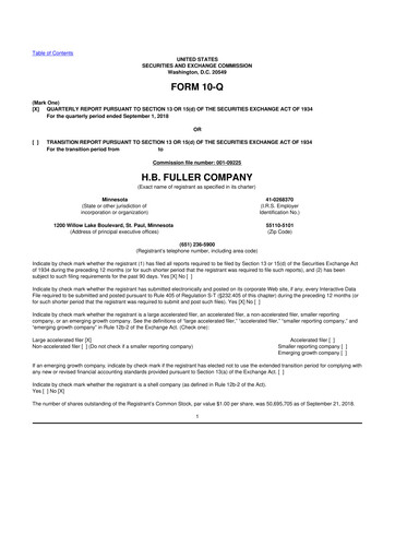 Thumbnail H.B. Fuller
 10-Q Quarterly Report FY 