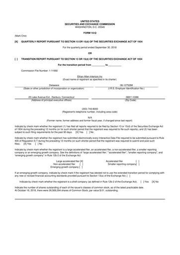 Thumbnail Ethan Allen
 10-Q Quarterly Report FY2019 