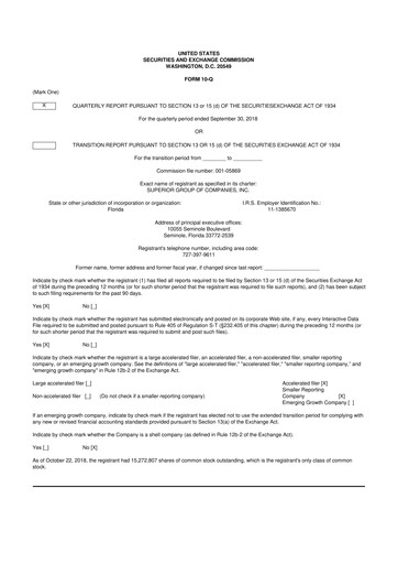 Thumbnail Superior Group of Companies 10-Q Quarterly Report FY2018 