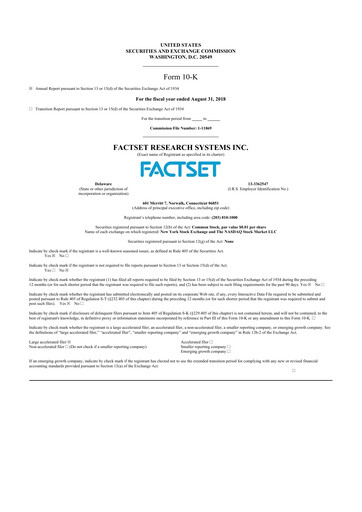 Thumbnail FactSet 10-K Annual Report 2018