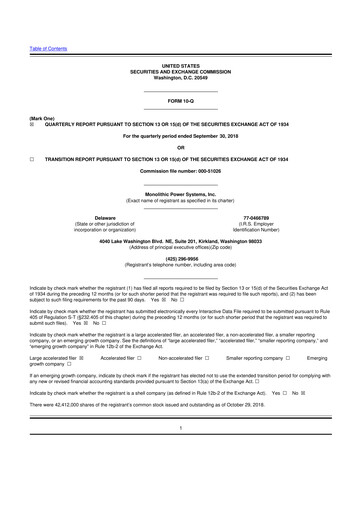 Thumbnail Monolithic Power Systems 10-Q Quarterly Report FY2018 
