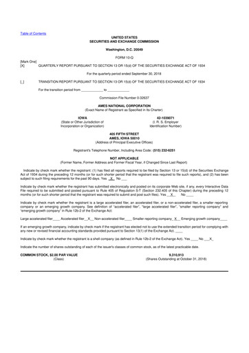 Thumbnail Ames National Corp. 10-Q Quarterly Report FY 