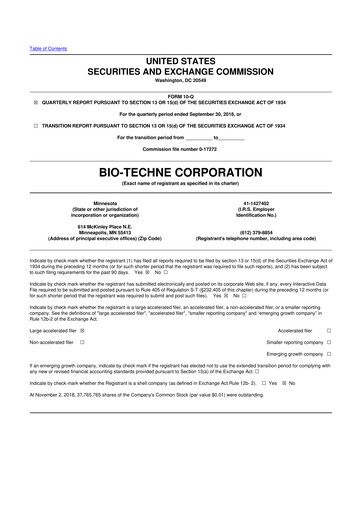 Vorschaubild Bio-Techne 10-Q Quartalsbericht 2019 