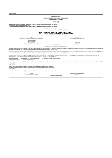 Thumbnail National Bankshares 10-Q Quarterly Report FY 