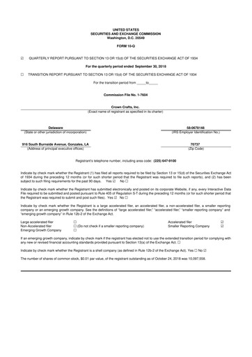 Thumbnail Crown Crafts 10-Q Quarterly Report FY2019 