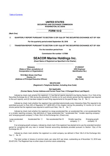Thumbnail SEACOR Marine 10-Q Quarterly Report FY2018 