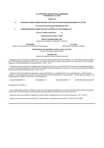 Vorschaubild BIO-key International
 10-Q Quartalsbericht 2018 