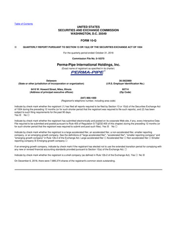 Thumbnail Perma-Pipe International 10-Q Quarterly Report FY 