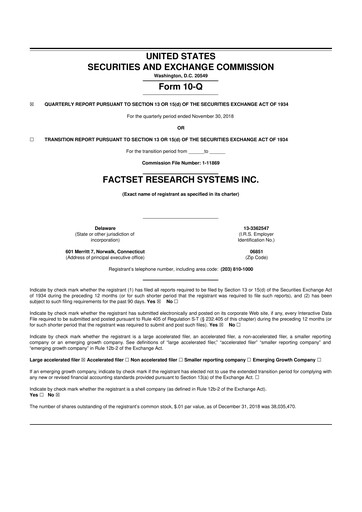 Thumbnail FactSet 10-Q Quarterly Report FY2019 