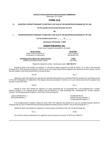 Vorschaubild Insteel Industries 10-Q Quartalsbericht  