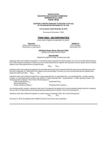 Thumbnail Twin Disc
 10-Q Quarterly Report FY 
