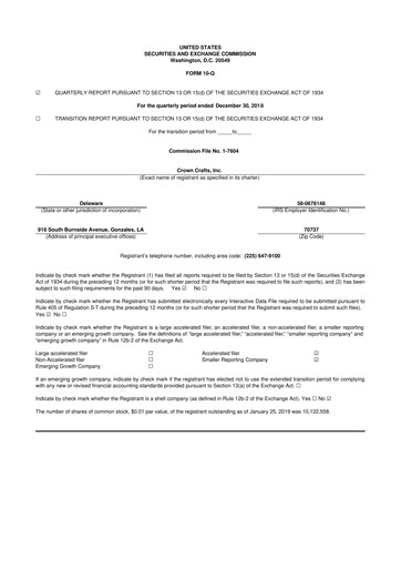 Thumbnail Crown Crafts 10-Q Quarterly Report FY2019 
