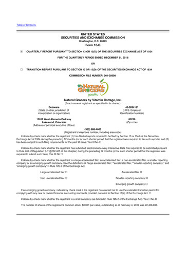 Thumbnail Natural Grocers by Vitamin Cottage 10-Q Quarterly Report FY2019 