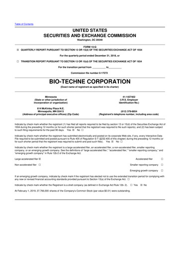 Vorschaubild Bio-Techne 10-Q Quartalsbericht 2019 