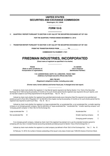 Vorschaubild Friedman Industries 10-Q Quartalsbericht 2019 