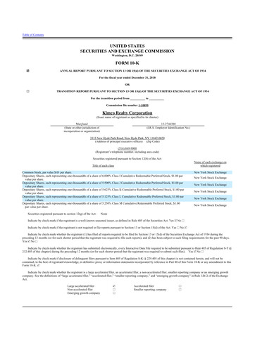 Thumbnail Kimco Realty
 10-K Annual Report 2018