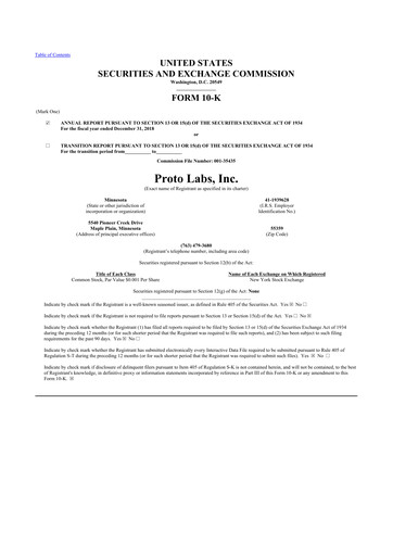 Thumbnail Protolabs 10-K Annual Report 2018