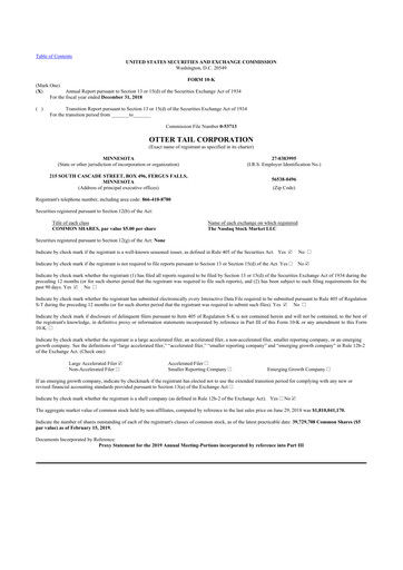 Thumbnail Otter Tail 10-K Annual Report 2018