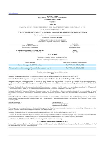 Thumbnail Lindblad Expeditions 10-K Annual Report 2018