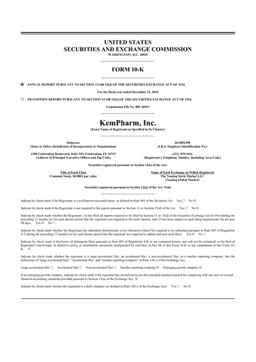 Thumbnail Zevra Therapeutics 10-K Annual Report 2018