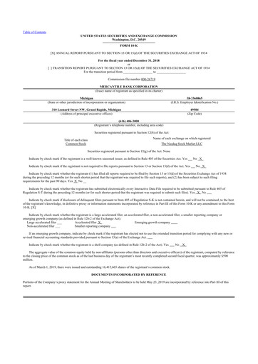 Thumbnail Mercantile Bank 10-K Annual Report 2018