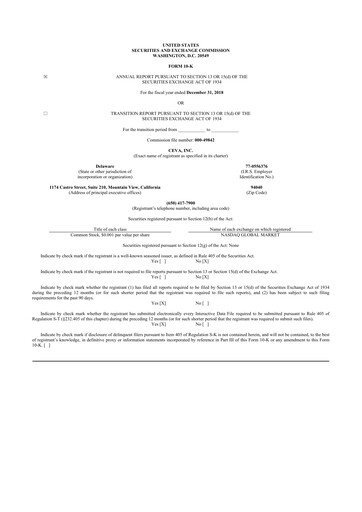 Thumbnail CEVA
 10-K Annual Report 2018