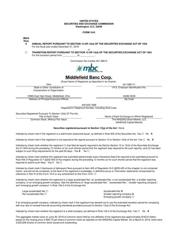 Thumbnail Middlefield Banc
 10-K Annual Report 2018
