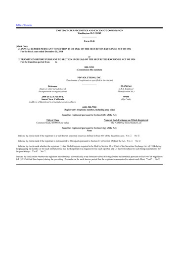 Miniature PDF Solutions 10-K Rapport annuel 2018