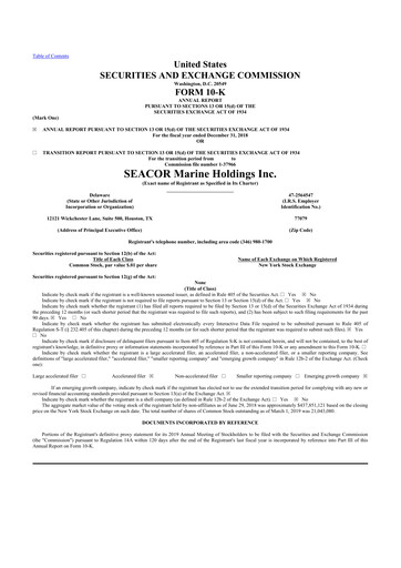 Thumbnail SEACOR Marine 10-K Annual Report 2018