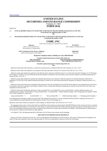 Thumbnail Cohu 10-K Annual Report 2018