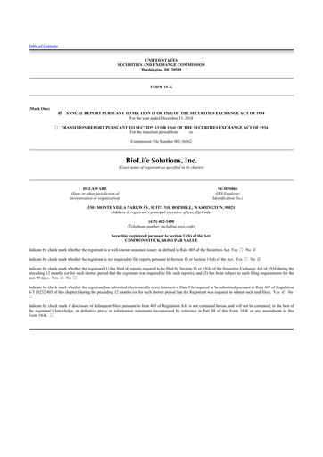 Thumbnail Biolife Solutions
 10-K Annual Report 2018