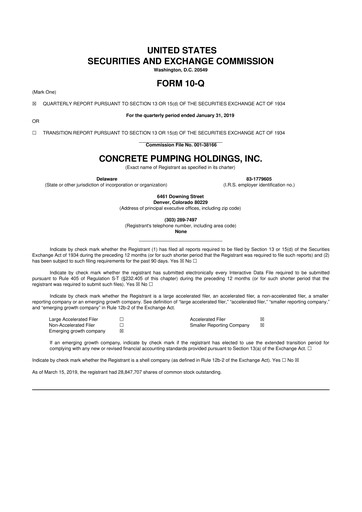 Vorschaubild Concrete Pumping Holdings 10-Q Quartalsbericht 2019 