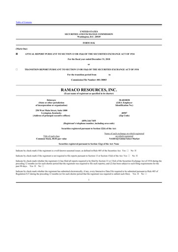 Thumbnail Ramaco Resources
 10-K Annual Report 2018