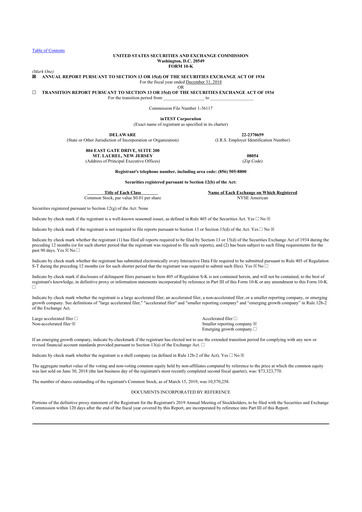 Thumbnail inTEST Corporation 10-K Annual Report 2018