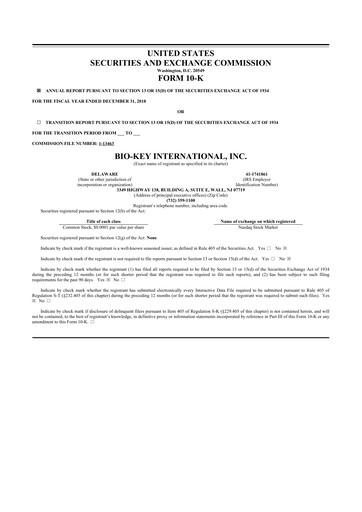 Thumbnail BIO-key International
 10-K Annual Report 2018