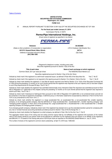 Thumbnail Perma-Pipe International 10-K Annual Report 