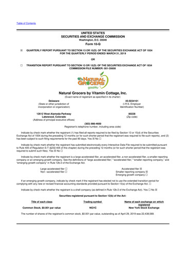 Thumbnail Natural Grocers by Vitamin Cottage 10-Q Quarterly Report FY2019 