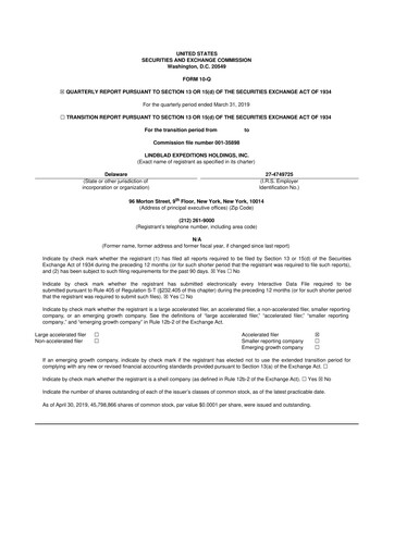 Thumbnail Lindblad Expeditions 10-Q Quarterly Report FY2019 