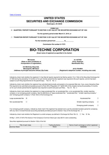 Vorschaubild Bio-Techne 10-Q Quartalsbericht 2019 