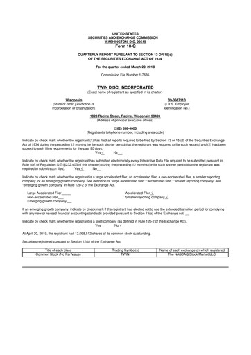 Thumbnail Twin Disc
 10-Q Quarterly Report FY 