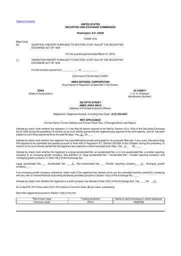 Thumbnail Ames National Corp. 10-Q Quarterly Report FY 